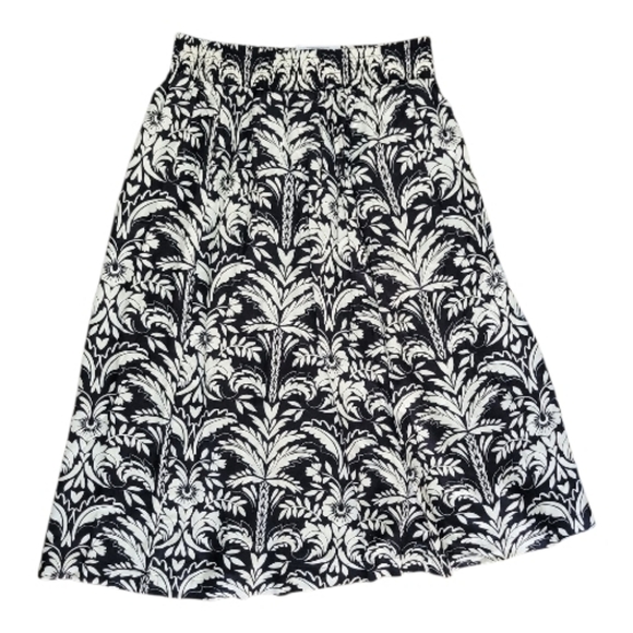 SALE NWT Croft & Barrow Black Deco Palm Print Skirt Tropical Floral Rayon PXS - Picture 4 of 12